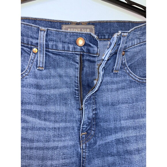 J.Crew Point Sur Wide Leg Crop Jeans Sz 31T Medium Wash High Rise Fray Hem - Picture 3 of 5